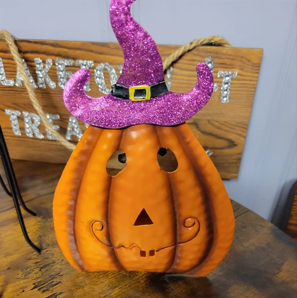 Halloween Owl, Spider, and Pumpkin candle holder